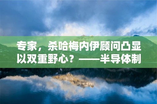 专家，杀哈梅内伊顾问凸显以双重野心？——半导体制造领域的隐秘博弈