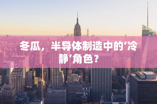 冬瓜，半导体制造中的‘冷静’角色？