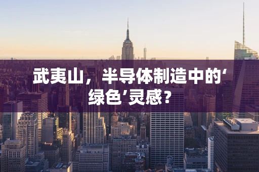 武夷山，半导体制造中的‘绿色’灵感？