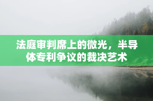 法庭审判席上的微光，半导体专利争议的裁决艺术