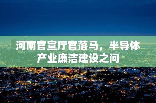 河南官宣厅官落马，半导体产业廉洁建设之问