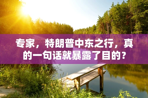 专家，特朗普中东之行，真的一句话就暴露了目的？