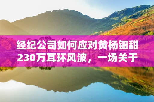 经纪公司如何应对黄杨钿甜230万耳环风波，一场关于儿童演艺与消费伦理的挑战